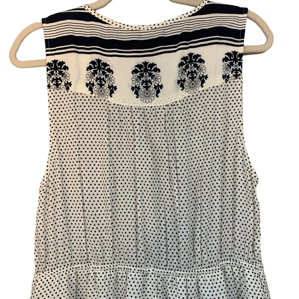 Lucky Brand‎ blue and white polka dot sleeveless maxi dress. Size L